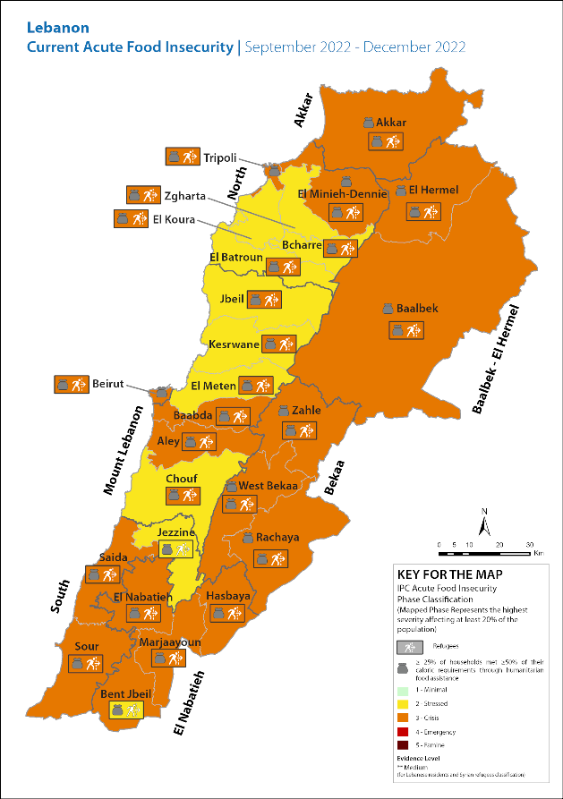  التصنيف المرحلي المتكامل - تحليل انعدام الأمن الغذائي الحاد في لبنان 
